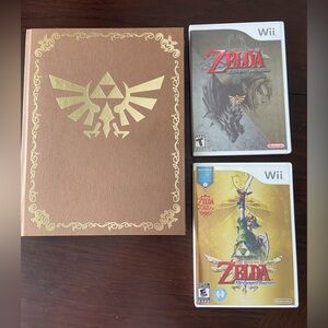 Lot of The Legend of Zelda Twilight Princess Collector's Edition Guide & 2 Games